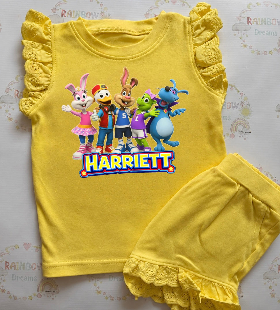 Personalised Starland Inspired Frill Shorts Set