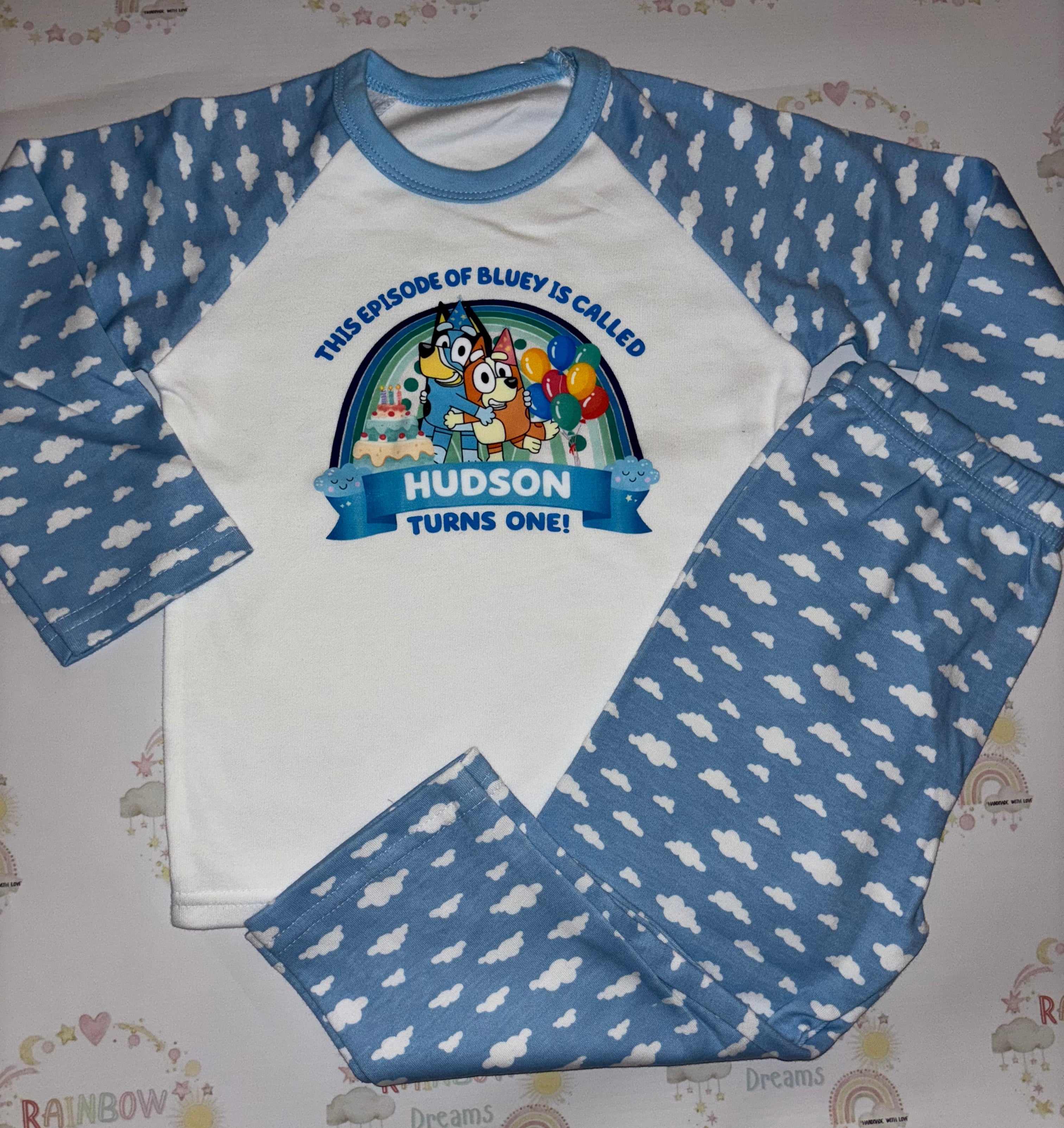Birthday Pyjamas - Blue Clouds