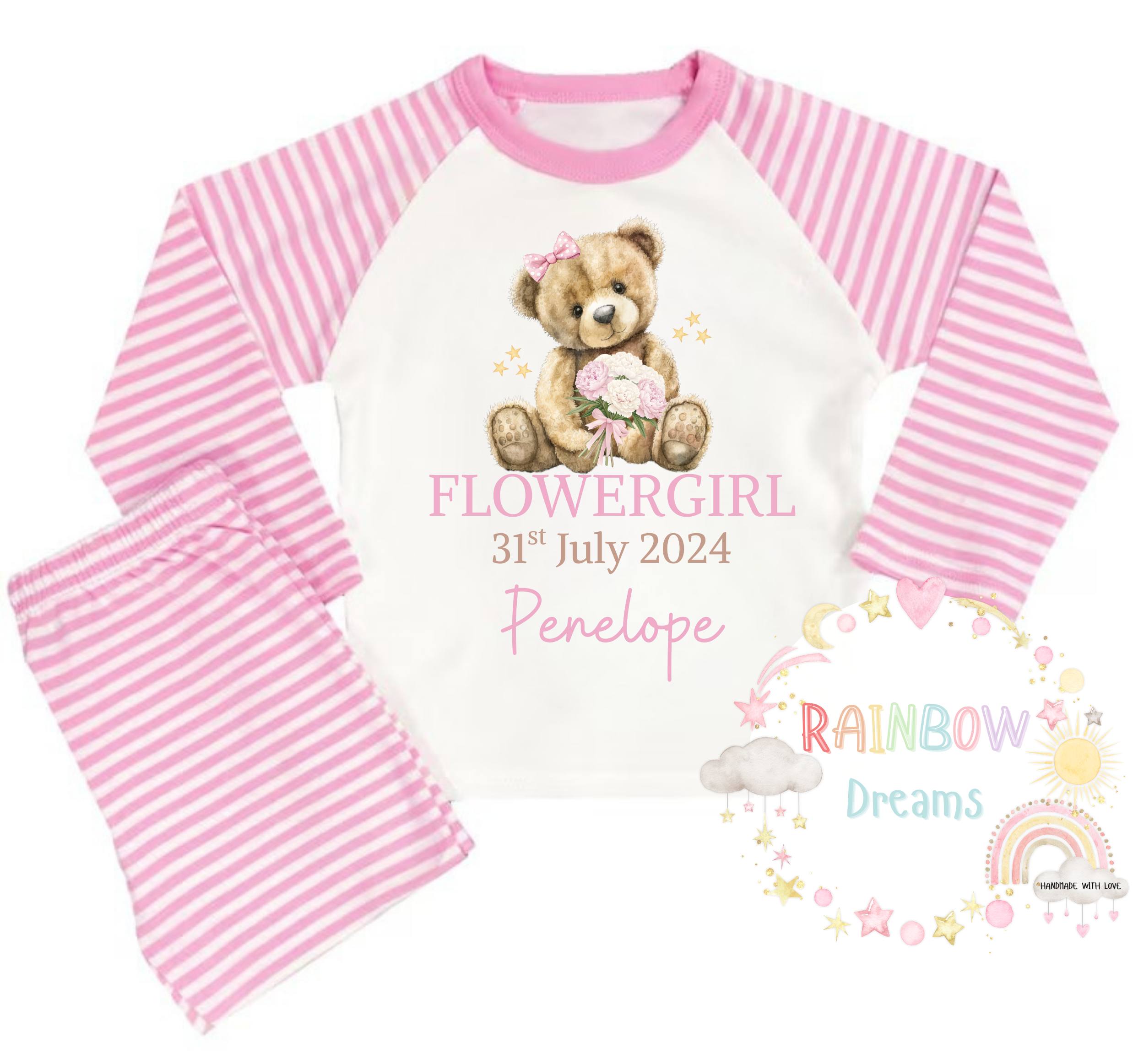 Pink Stripe Pyjamas - Flowergirl / Page boy