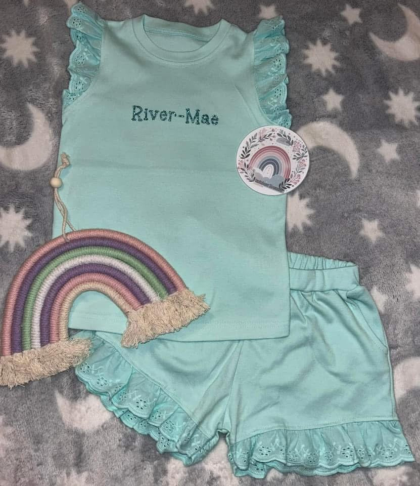 Personalised Frill Shorts Set