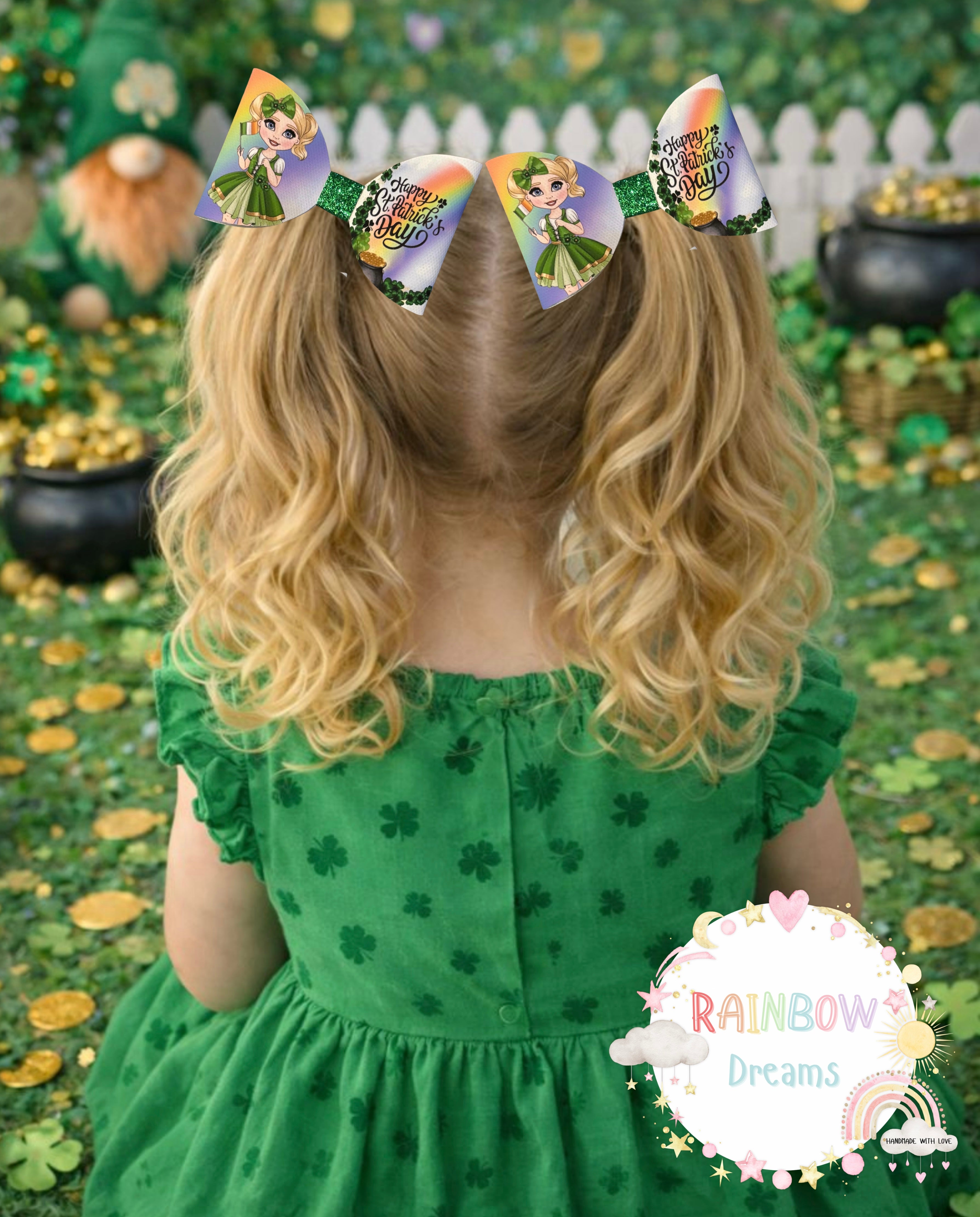 St Patrick’s Day Hair Bows x2