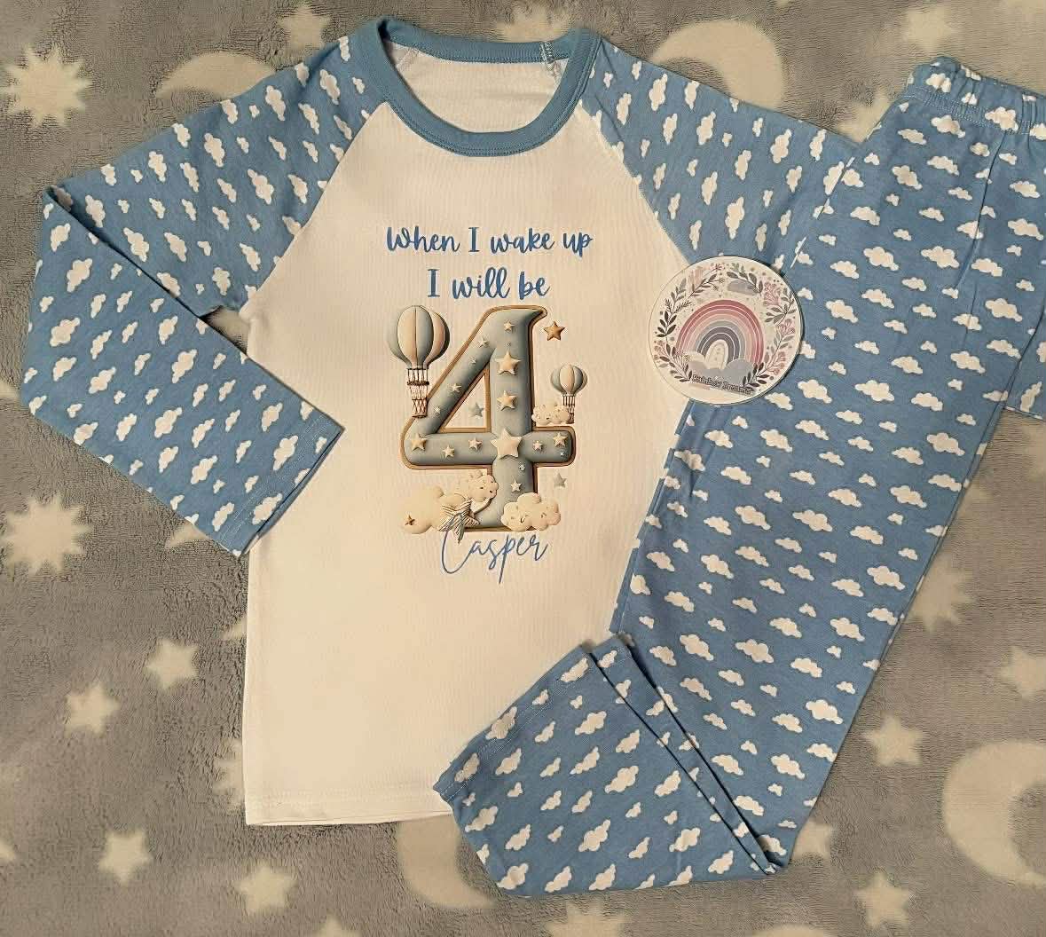 Birthday Pyjamas - Blue Clouds