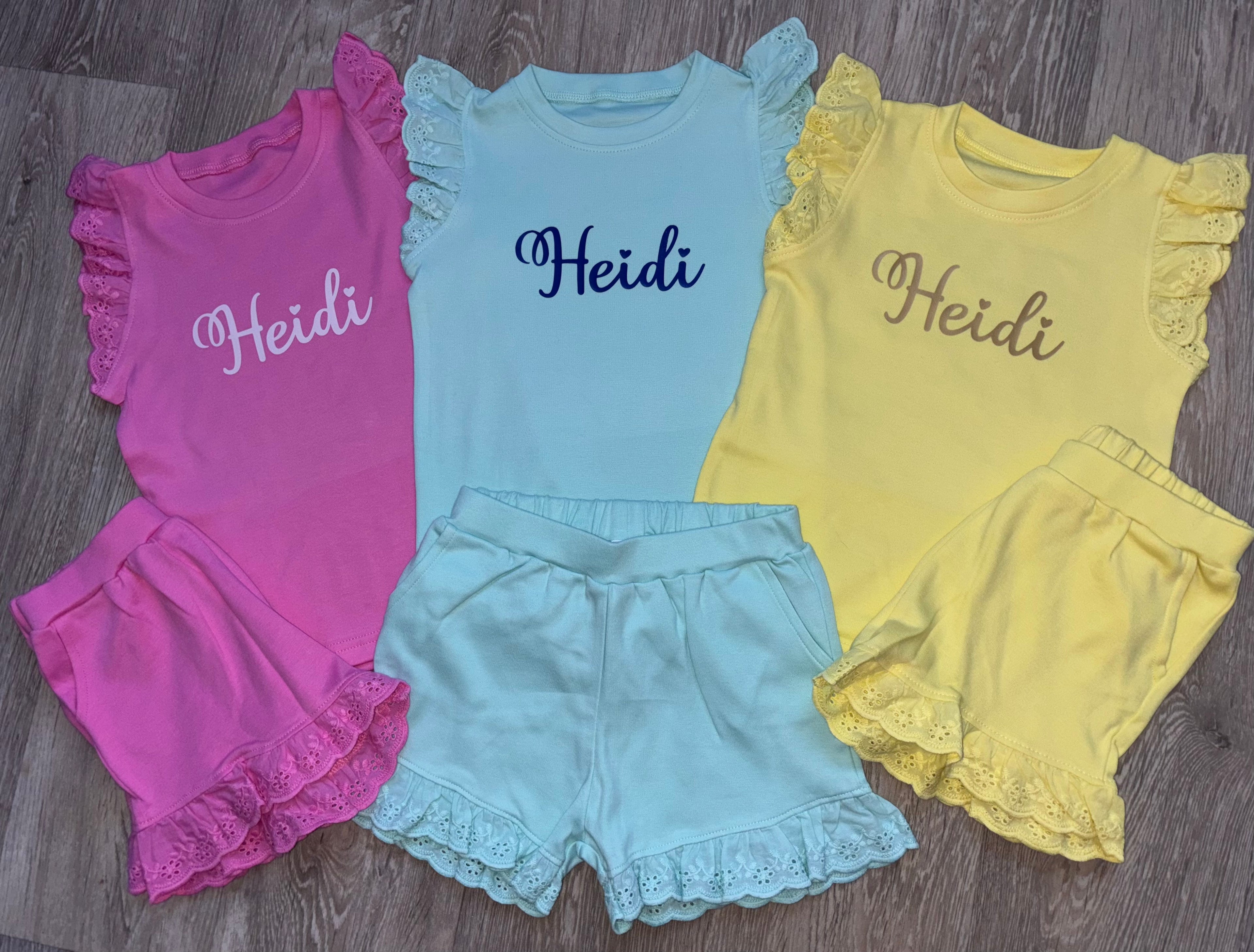 Personalised Frill Shorts Set