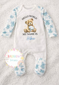Baby arrival sleepsuit and teddy bear set - Blue