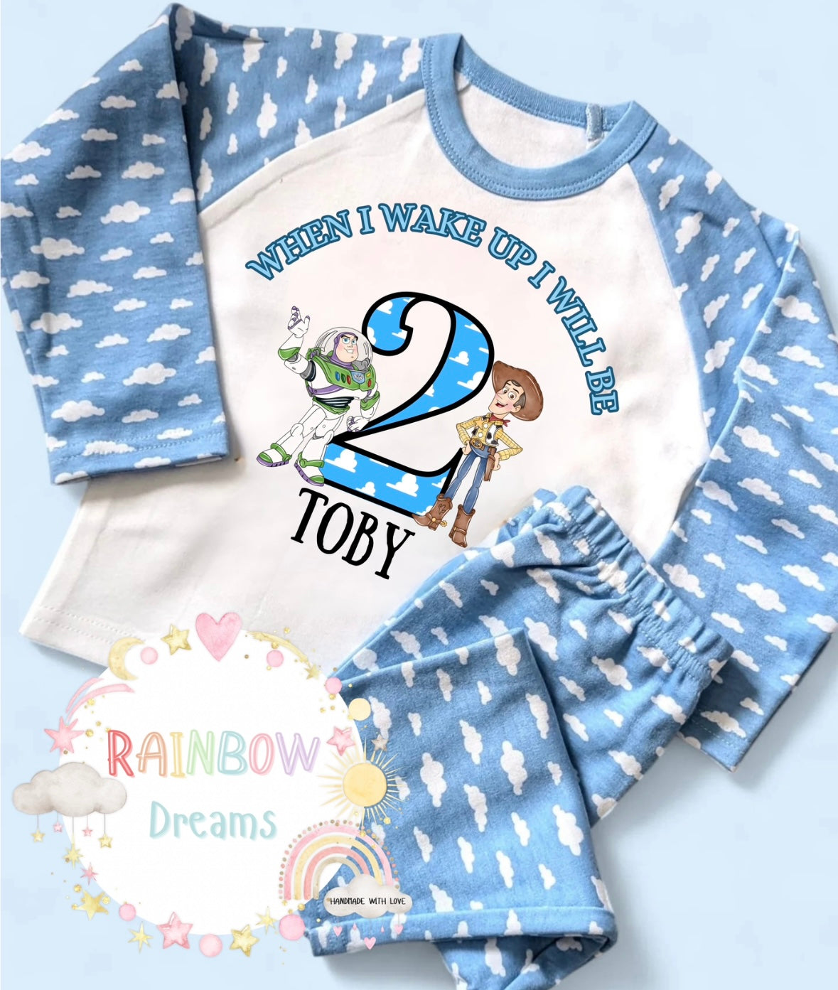 Birthday Pyjamas - Blue Clouds