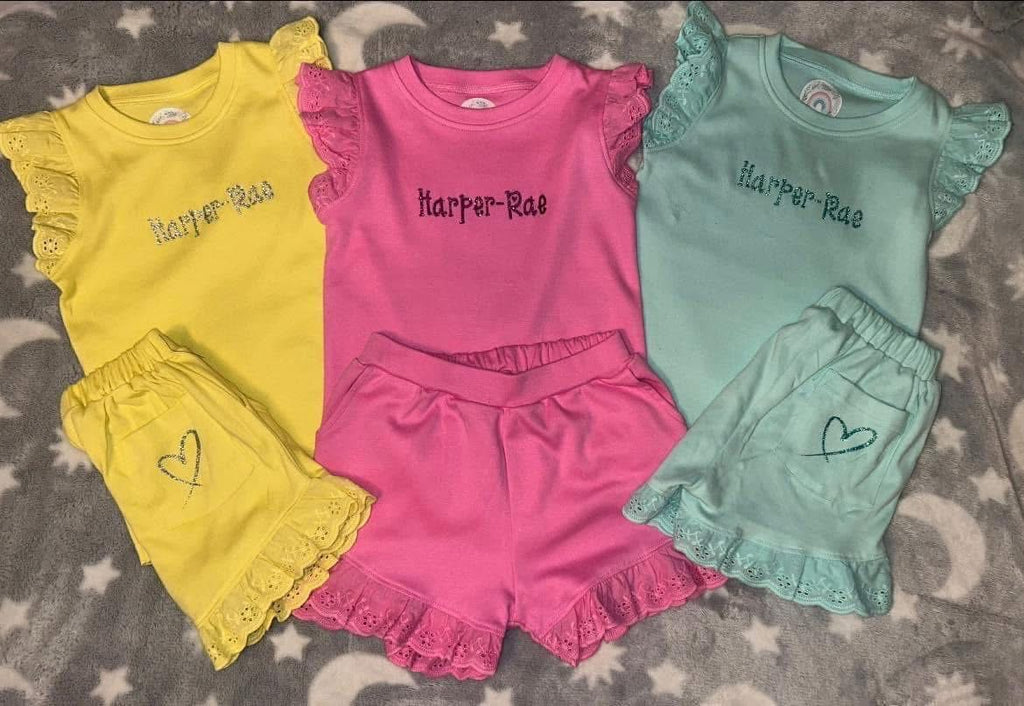 Personalised Frill Shorts Set
