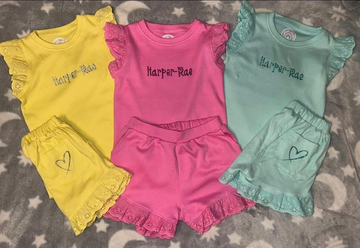 Personalised Frill Shorts Set